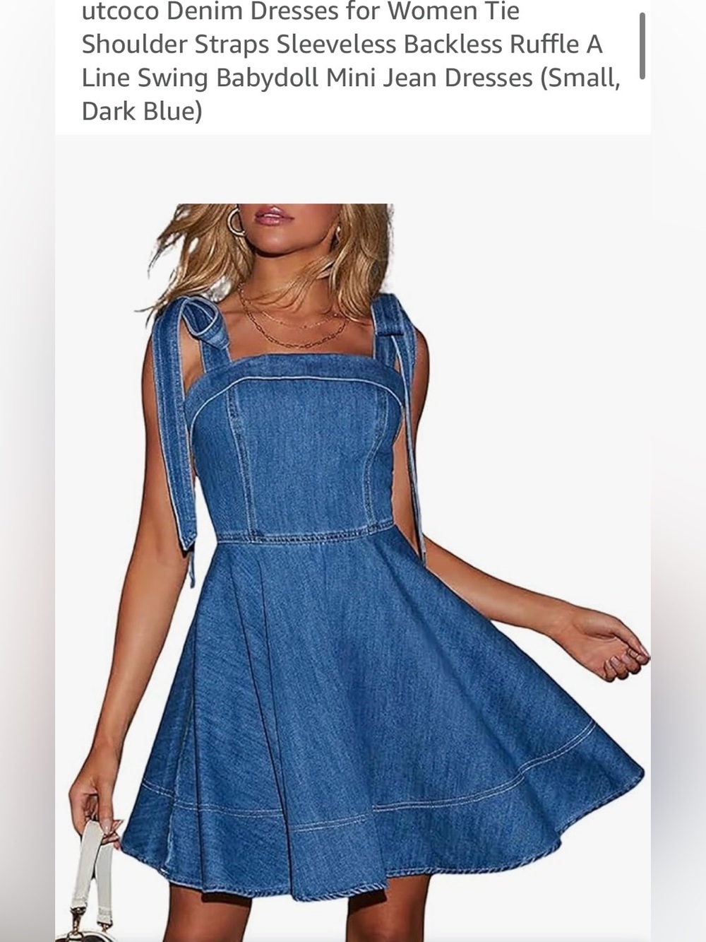Women’s Blue Denim Tie-Strap Sundress!  Sz M, zipper back.  Flowy skirt! Stretch